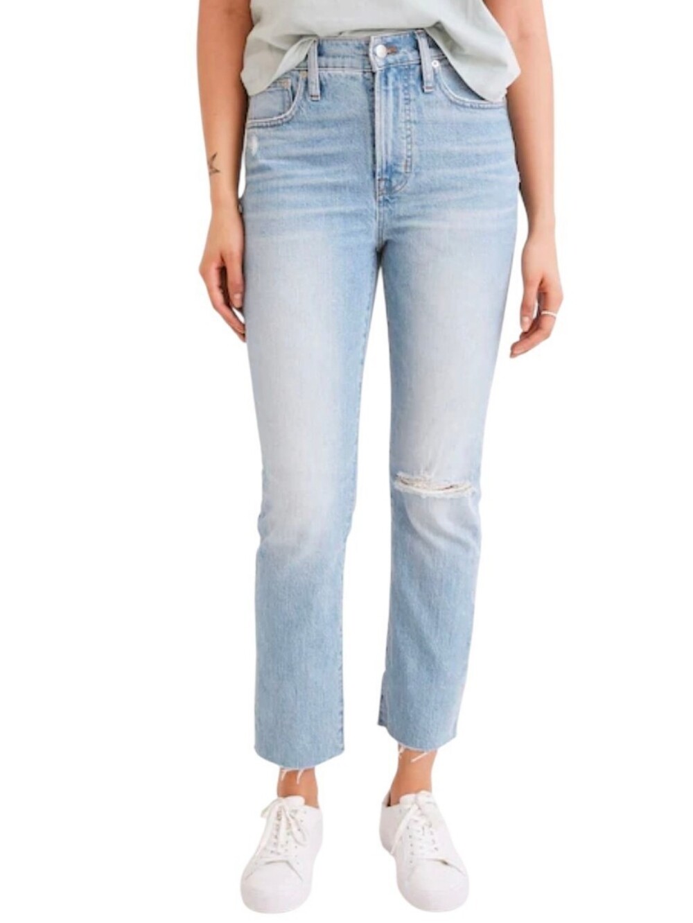 Madewell Petite Perfect Vintage Jean Distressed Raw Hem Mom Jeans 23P x 25.5"